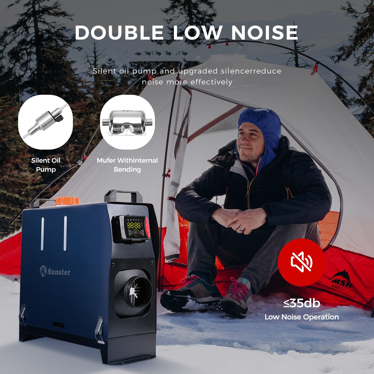 Sunster Riscaldamento Ad Aria Diesel Da 8 KW All In One 12 V & 24 V & 110 – 240 V Universale Per Auto, LCD, Bluetooth, Telecomando, Trasmissione Vocale - Foto 9