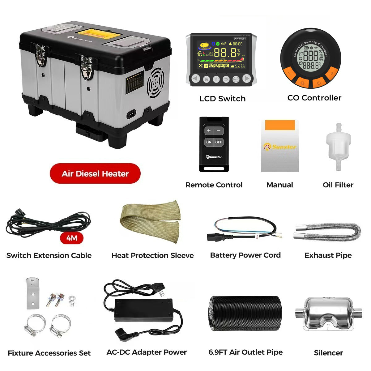 Sunster TB10Pro WiFi Diesel Heater | 8KW Smart Bluetooth Air