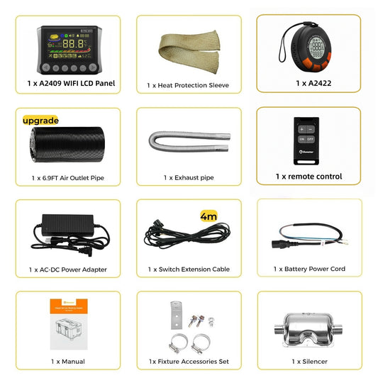Sunster TB10PRO Diesel Heater 8KW 12/24V 110-240V, ToolBox WIFI Bluetooth Upgrade Version