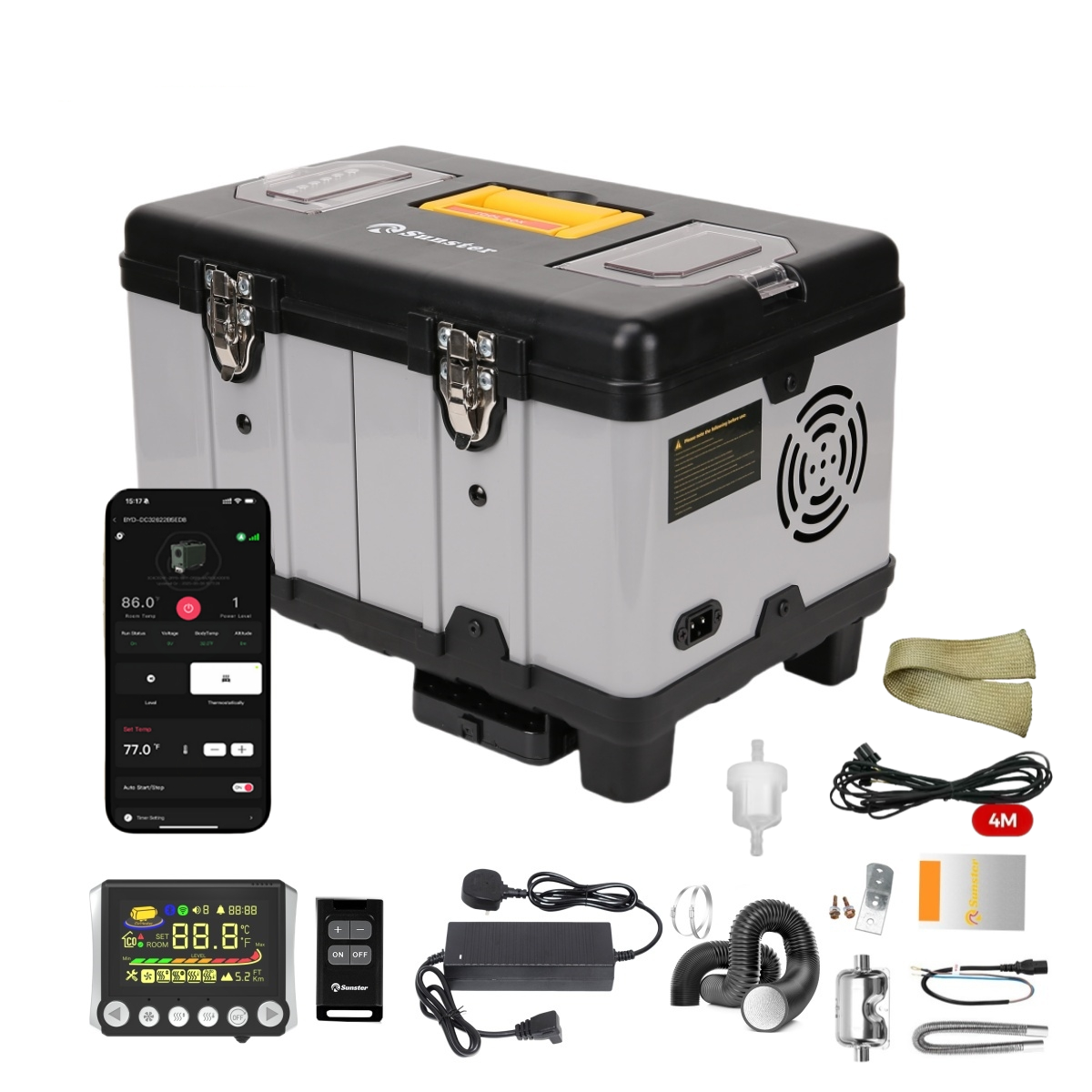Sunster TB10 Diesel Heater 8KW 12/24V 110-240V, ToolBox Bluetooth Upgrade Version